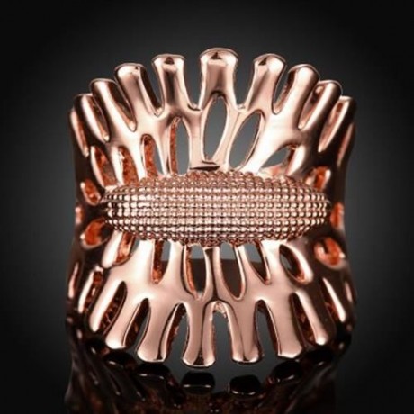 R789-B NICKLE FREE ANTIALLERGIC NEW FASHION JEWELRY 18K GOLD PLATED RING (ROSE GOLD)