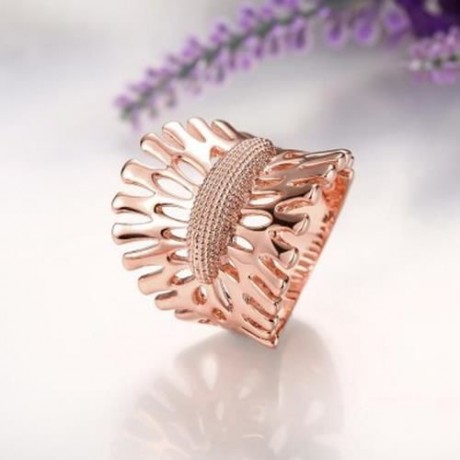 R789-B NICKLE FREE ANTIALLERGIC NEW FASHION JEWELRY 18K GOLD PLATED RING (ROSE GOLD)