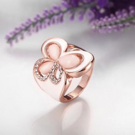 R772-B NICKLE FREE ANTIALLERGIC NEW FASHION JEWELRY 18K GOLD PLATED RING (ROSE GOLD)