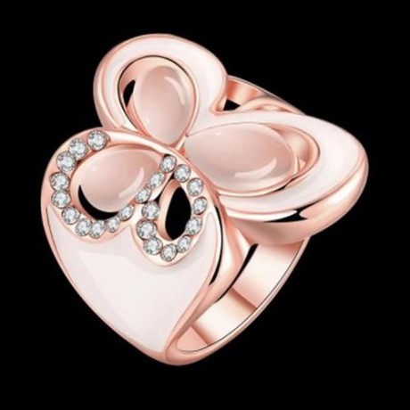 R772-B NICKLE FREE ANTIALLERGIC NEW FASHION JEWELRY 18K GOLD PLATED RING (ROSE GOLD)