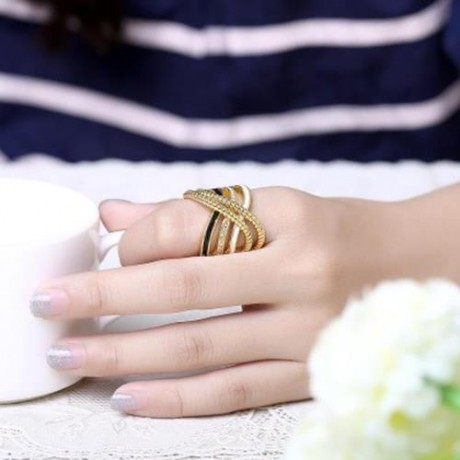 R754-A NICKLE FREE ANTIALLERGIC NEW FASHION JEWELRY 18K GOLD PLATED RING (GOLDEN)