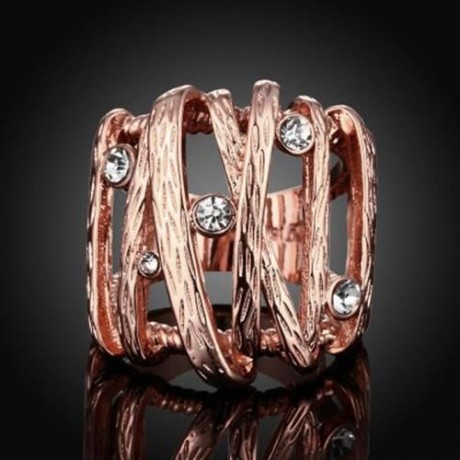R753-B NICKLE FREE ANTIALLERGIC NEW FASHION JEWELRY 18K GOLD PLATED RING (ROSE GOLD)