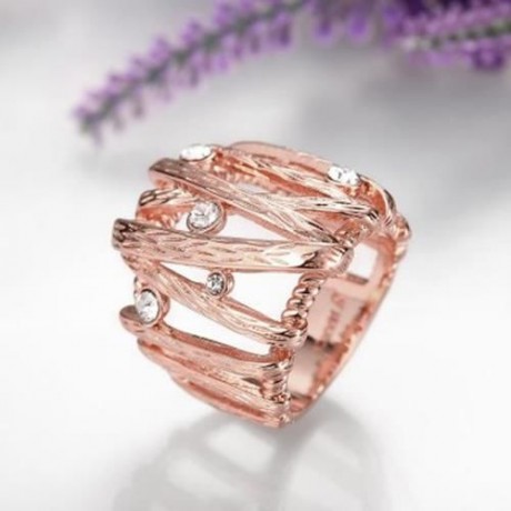 R753-B NICKLE FREE ANTIALLERGIC NEW FASHION JEWELRY 18K GOLD PLATED RING (ROSE GOLD)