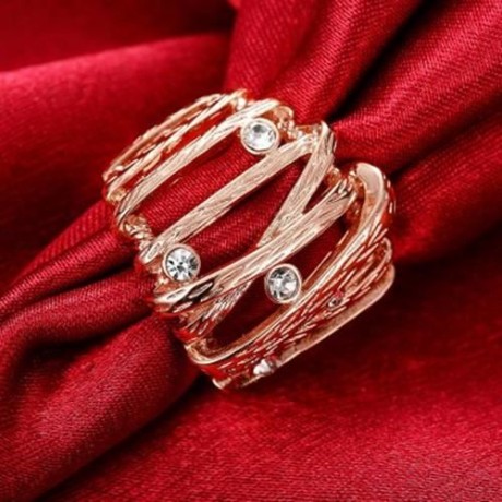 R753-B NICKLE FREE ANTIALLERGIC NEW FASHION JEWELRY 18K GOLD PLATED RING (ROSE GOLD)