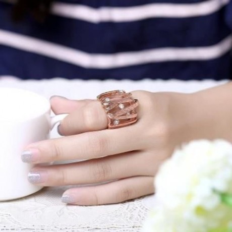 R753-B NICKLE FREE ANTIALLERGIC NEW FASHION JEWELRY 18K GOLD PLATED RING (ROSE GOLD)