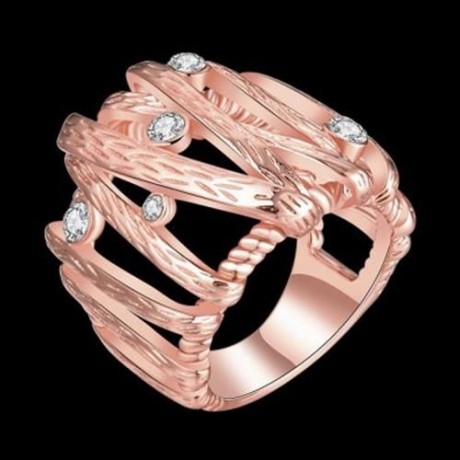 R753-B NICKLE FREE ANTIALLERGIC NEW FASHION JEWELRY 18K GOLD PLATED RING (ROSE GOLD)