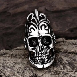 R170 UNIQUE STAR CELEBRITY MEN STYLES SKULL RING (SILVER GRAY)