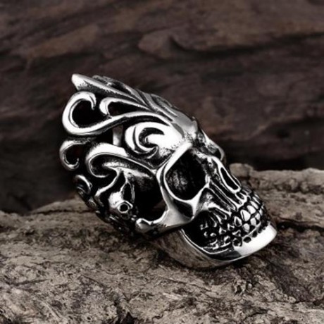 R170 UNIQUE STAR CELEBRITY MEN STYLES SKULL RING (SILVER GRAY)