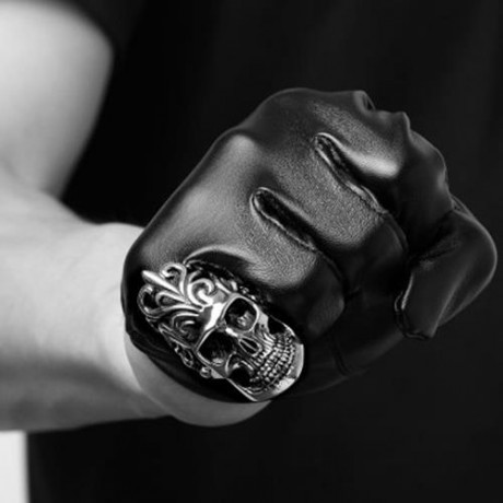 R170 UNIQUE STAR CELEBRITY MEN STYLES SKULL RING (SILVER GRAY)
