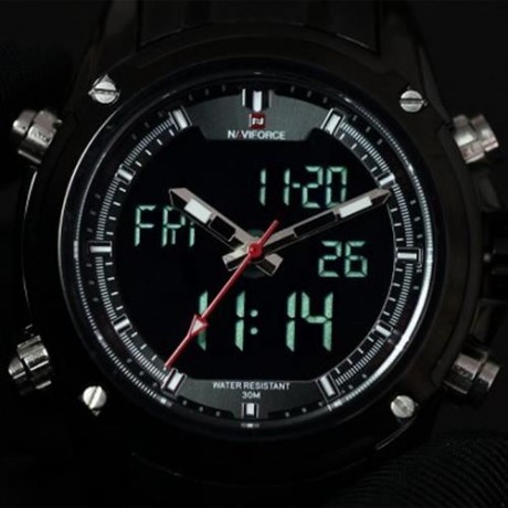 NAVIFORCE NF9050 LUXURY DUAL MOVT MEN QUARZ WATCHES ANALOG DIGITAL LED SPORT MILITARY WRIS