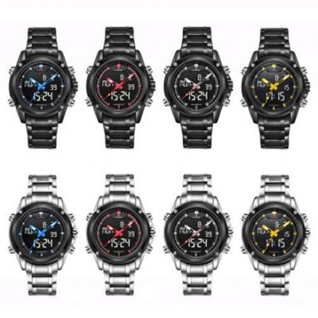 NAVIFORCE NF9050 LUXURY DUAL MOVT MEN QUARZ WATCHES ANALOG DIGITAL LED SPORT MILITARY WRIS
