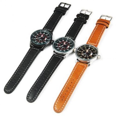 NAVIFORCE NF9044 MEN QUARTZ WATCH ANALOG WRISTWATCH DATE WATCHES PU STRAP (BROWN)