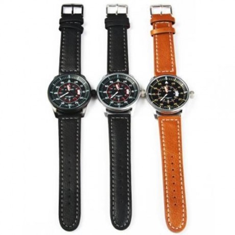 NAVIFORCE NF9044 MEN QUARTZ WATCH ANALOG WRISTWATCH DATE WATCHES PU STRAP (BROWN)