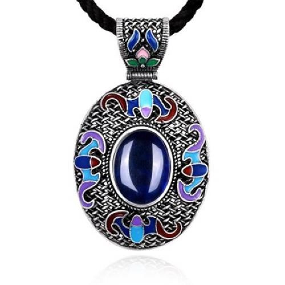 N016-A NATIONAL STYLE NECKLACE FOR WOMEN (SAPPHIRE BLUE)