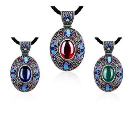 N016-A NATIONAL STYLE NECKLACE FOR WOMEN (SAPPHIRE BLUE)