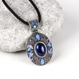N016-A NATIONAL STYLE NECKLACE FOR WOMEN (SAPPHIRE BLUE)