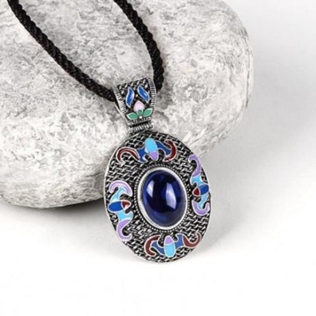 N016-A NATIONAL STYLE NECKLACE FOR WOMEN (SAPPHIRE BLUE)