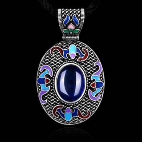 N016-A NATIONAL STYLE NECKLACE FOR WOMEN (SAPPHIRE BLUE)