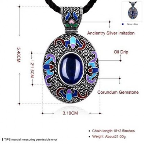 N016-A NATIONAL STYLE NECKLACE FOR WOMEN (SAPPHIRE BLUE)