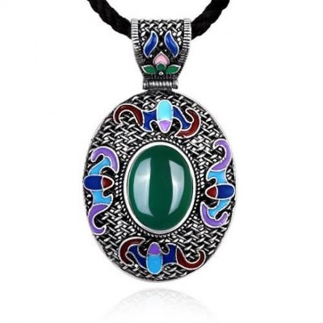 N016-C NATIONAL STYLE NECKLACE FOR LADY (GREEN)