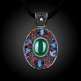 N016-C NATIONAL STYLE NECKLACE FOR LADY (GREEN)