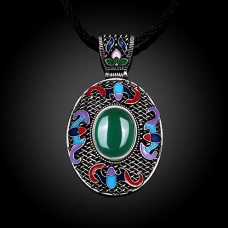 N016-C NATIONAL STYLE NECKLACE FOR LADY (GREEN)