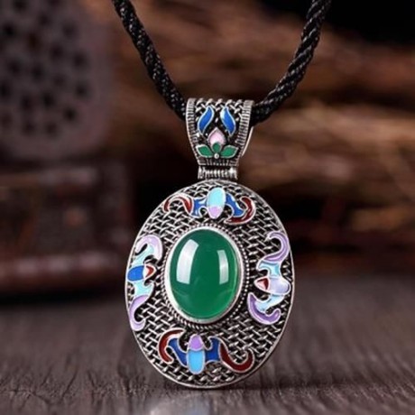 N016-C NATIONAL STYLE NECKLACE FOR LADY (GREEN)