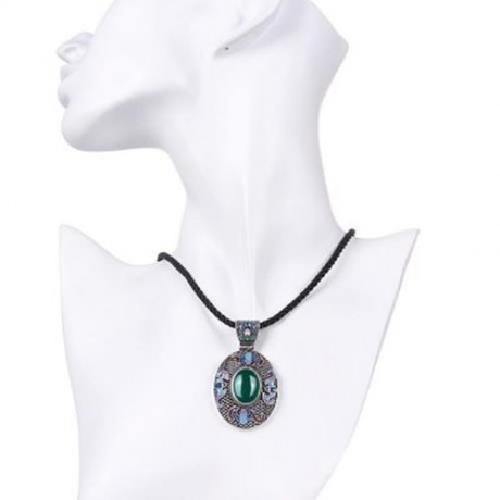 N016-C NATIONAL STYLE NECKLACE FOR LADY (GREEN)