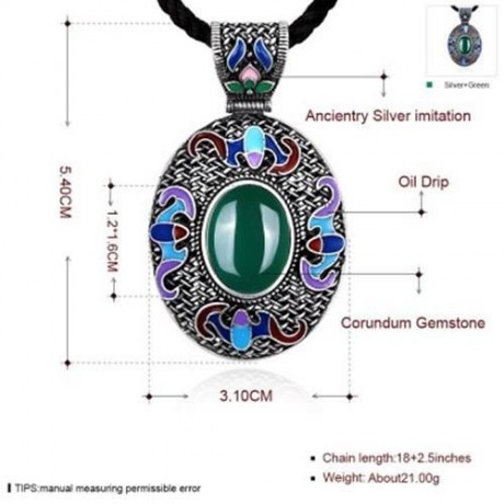 N016-C NATIONAL STYLE NECKLACE FOR LADY (GREEN)