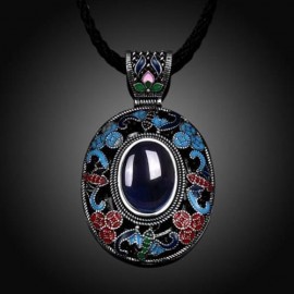 N002-A NATIONAL STYLE DIAMOND NECKLACE FOR WOMEN (BLUE)