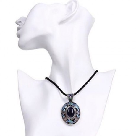 N002-A NATIONAL STYLE DIAMOND NECKLACE FOR WOMEN (BLUE)