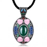 N001-C WOMEN VINTAGE NATIONAL STYLE NECKLACE (GREEN)
