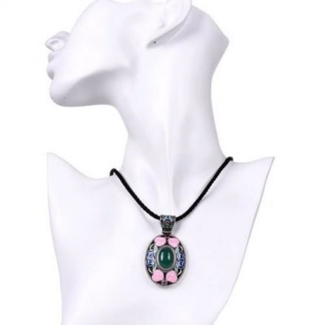 N001-C WOMEN VINTAGE NATIONAL STYLE NECKLACE (GREEN)