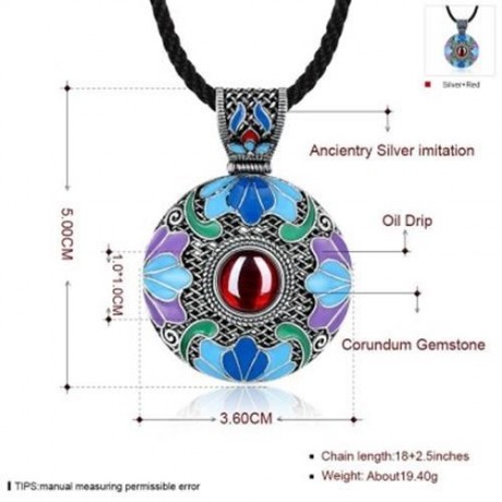 N007-B ROUND DIAMOND NATIONAL STYLE NECKLACE FOR WOMEN (RED)