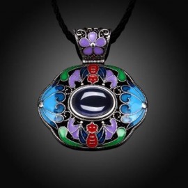 N006-A LADIES OLD CLASSICAL NATIONAL STYLE NECKLACE (BLUE)