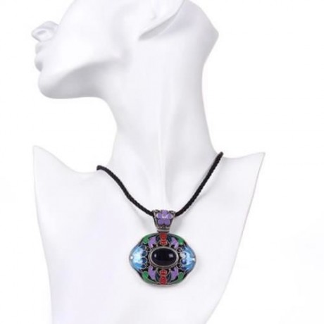 N006-A LADIES OLD CLASSICAL NATIONAL STYLE NECKLACE (BLUE)