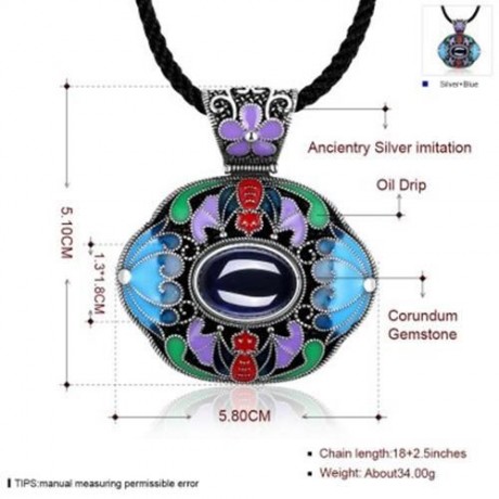 N006-A LADIES OLD CLASSICAL NATIONAL STYLE NECKLACE (BLUE)