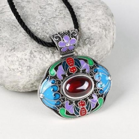 N006-B LADIES OLD CLASSICAL NATIONAL STYLE NECKLACE (RED)