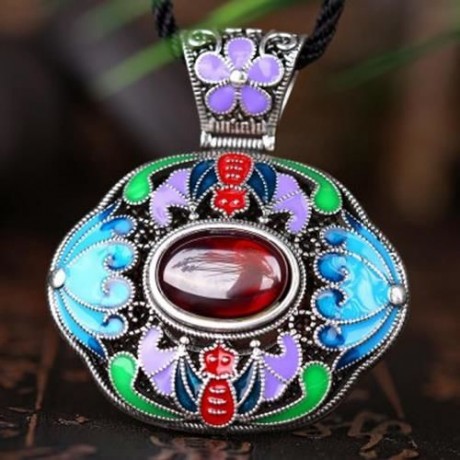 N006-B LADIES OLD CLASSICAL NATIONAL STYLE NECKLACE (RED)