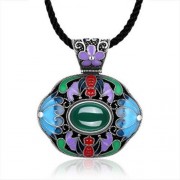 N006-C LADIES OLD CLASSICAL NATIONAL STYLE NECKLACE (GREEN)