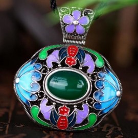 N006-C LADIES OLD CLASSICAL NATIONAL STYLE NECKLACE (GREEN)