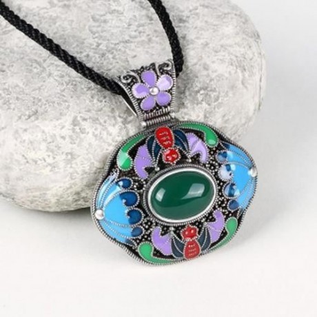 N006-C LADIES OLD CLASSICAL NATIONAL STYLE NECKLACE (GREEN)
