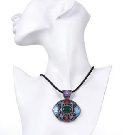 N006-C LADIES OLD CLASSICAL NATIONAL STYLE NECKLACE (GREEN)
