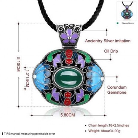 N006-C LADIES OLD CLASSICAL NATIONAL STYLE NECKLACE (GREEN)