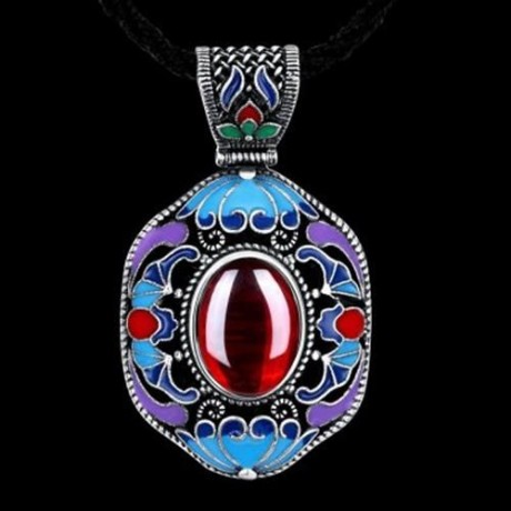 N008-B WOMEN NATIONAL STYLE NECKLACE (RED)