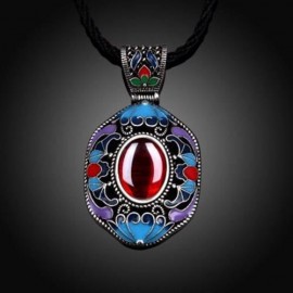 N008-B WOMEN NATIONAL STYLE NECKLACE (RED)