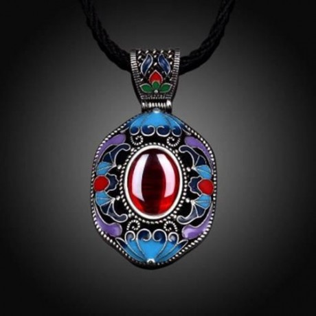 N008-B WOMEN NATIONAL STYLE NECKLACE (RED)