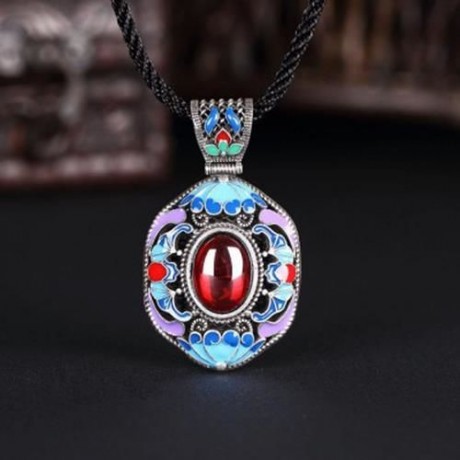 N008-B WOMEN NATIONAL STYLE NECKLACE (RED)
