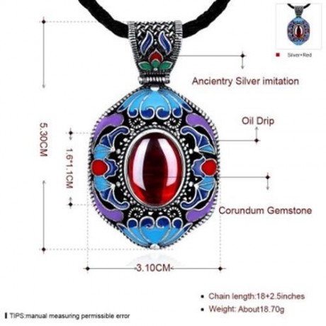N008-B WOMEN NATIONAL STYLE NECKLACE (RED)