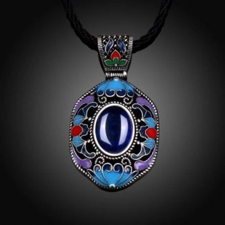 N008-A WOMEN NATIONAL STYLE NECKLACE (BLUE)